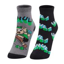 Kit 02 pares de meias soquete Atoalhada Cebolinha Inverno - Turma da Mônica