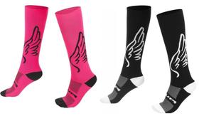 Kit 02 Pares Meia Corrida Ciclismo HUPI Cano Longo Semi Compressiva Asas