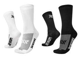 Kit 02 Pares Meia HUPI Corrida Bike Lisa Cano Médio, Tam 36-42