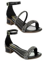 Kit 02 Pares Sandália Infantil Menina Saltinho Baixo Grosso Brilho Strass Festa Klicpé Kit 02 Pares Sandália Infantil Menina Saltinho Baixo Grosso Brilho Strass Festa Klicpé