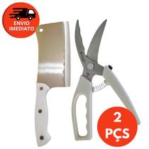 Kit 02 Pç Tesoura Trinchante Multifunções Cortar Aves Peixe Carne E Cutelo Machadinha Açougueiro 6” Kit 02 Pç Tesoura Trinchante Multifunções Cortar Aves Peixe Carne E Cutelo Machadinha Açougueiro 6”