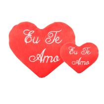 Kit 02 Peças Almofada 38 cm + Almofada 13 Cm Coração Bordada Eu te amo