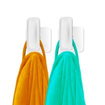 Kit 02 Peças Gancho Porta Toalha Banheiro C/ Adesivo Branco