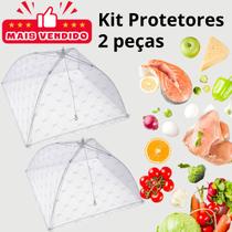 KIT 02 Peças Protetora de Alimentos Tela Mosqueteiro - ( Kit 46 cm e 33 cm ) - Protetor Alimento Comida Fruta - PANAMI - Jolu-lar