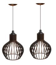 kit 02 Pendentes Lúminarias De Teto Balcão De Cozinha Área De Churrasco Preto
