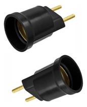 Kit 02 Pinos Porta Lâmpada Tomada Flp 10a Bucha Latão Preto Kit 02 Pinos Porta Lâmpada Tomada Flp 10a Bucha Latão Preto