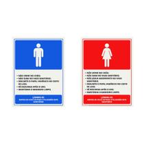 Kit 02 Placas Higiene Regras de Utilização Banheiro Masculino e Banheiro Feminino 15x20 - RL Placas de Sinalização