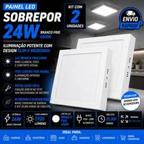 Kit 02 Plafon Painel Led Sobrepor Quadrado 24w Branco Frio Kit 02 Plafon Painel Led Sobrepor Quadrado 24w Branco Frio