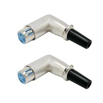 Kit 02 Plug Conector Cachimbo XLR Canon Femea Em L 90 Graus