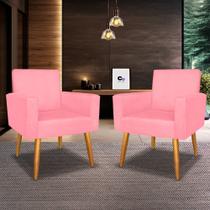 Kit 02 Polltronas Decorativa Nina Suede Rosa