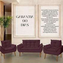 Kit 02 poltrona + 01 namoradeira opala suede bordô- pandora decor
