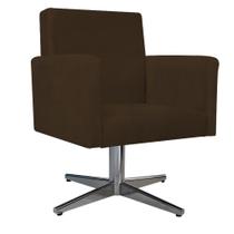 kit 02 Poltrona Cadeira Decorativa Arenzza Base Giratória de Metal Suede Marrom - KDAcanto Móveis