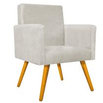 Kit 02 Poltrona Cadeira Decorativa Arenzza e 02 Puff Sofia Palito Mel Suede Bege - KDAcanto Móveis