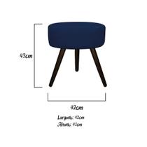 Kit 02 Poltrona Cadeira Decorativa Arenzza e 02 Puff Sofia Palito Tabaco Suede Azul Marinho - KDAcanto Móveis