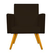 Kit 02 Poltrona Cadeira Decorativa Arenzza e Puff Sofia Palito Mel Corano Marrom - KDAcanto Móveis