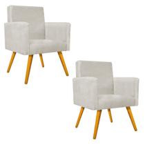 kit 02 Poltrona Cadeira Decorativa Arenzza Palito Mel Suede Bege - DAMAFFÊ MÓVEIS