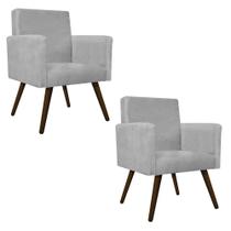 kit 02 Poltrona Cadeira Decorativa Arenzza Palito Tabaco Suede Cinza - DAMAFFÊ MÓVEIS kit 02 Poltrona Cadeira Decorativa Arenzza Palito Tabaco Suede Cinza - DAMAFFÊ MÓVEIS