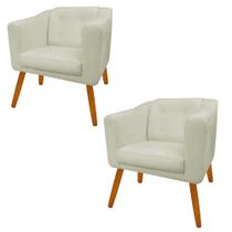 Kit 02 Poltrona Cadeira Decorativa Céci Sala de Estar Recepção Escritório Consultório material sintético Bege - Damaffê Móveis Kit 02 Poltrona Cadeira Decorativa Céci Sala de Estar Recepção Escritório Consultório material sintético Bege - Damaffê Móveis