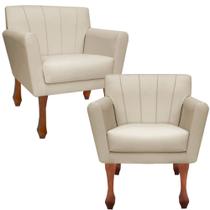 Kit 02 Poltrona Cadeira Decorativa Confortável Iza Retro Para Sala Quarto Decoração - Império Móveis