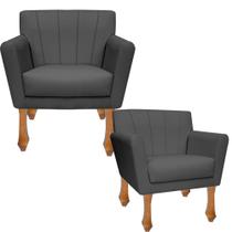 Kit 02 Poltrona Cadeira Decorativa Confortável Iza Retro Para Sala Quarto Decoração - Império Móveis