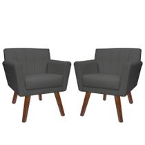 Kit 02 Poltrona Cadeira Decorativa Confortável Para Sala Quarto Decoração Iza - Império Móveis