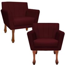 Kit 02 Poltrona Cadeira Decorativa Confortável Para Sala Quarto Decoração Iza Retro