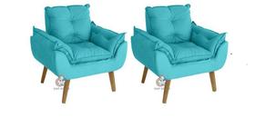 Kit 02 Poltrona/Cadeira Decorativa Glamour Com Pés Quadrado