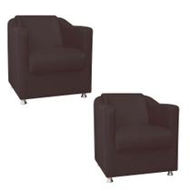 Kit 02 Poltrona Cadeira Decorativa Tilla Para Sala de Estar Recepção Escritório Corinho Marrom - Damaffê Móveis