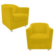 kit 02 Poltrona Cadeira Decorativas Babel Corano Amarelo - DAMAFFÊ MÓVEIS
