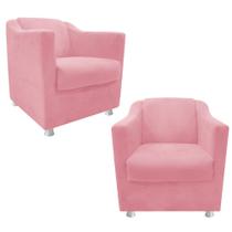 kit 02 Poltrona Cadeira Decorativas Babel Suede Rosa Bebê - KDAcanto Móveis