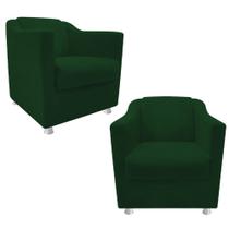 kit 02 Poltrona Cadeira Decorativas Babel Suede Verde - DAMAFFÊ MÓVEIS