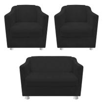 kit 02 Poltrona Cadeira e 01 Namoradeira Babel Recepção Sala de Estar Corano Preto - DAMAFFÊ MÓVEIS kit 02 Poltrona Cadeira e 01 Namoradeira Babel Recepção Sala de Estar Corano Preto - DAMAFFÊ MÓVEIS