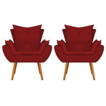 kit 02 Poltrona Cadeira Fenzzi Palito Mel Suede Vermelho - DAMAFFÊ MÓVEIS kit 02 Poltrona Cadeira Fenzzi Palito Mel Suede Vermelho - DAMAFFÊ MÓVEIS