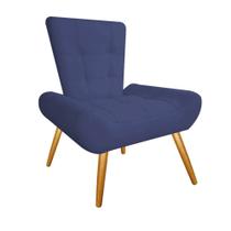 Kit 02 Poltrona Cadeira Nani Decorativa Recepção Sala De Estar material sintético Azul Marinho - DAMAFFÊ MÓVEIS