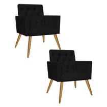Kit 02 Poltrona Cadeira Nina Captone Decorativa Recepção Sala De Estar Suede Preto - DAMAFFÊ MÓVEIS Kit 02 Poltrona Cadeira Nina Captone Decorativa Recepção Sala De Estar Suede Preto - DAMAFFÊ MÓVEIS