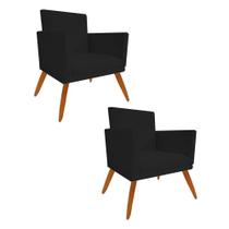 Kit 02 Poltrona Cadeira Nina Com Base Decorativa Recepção Sala De Estar Suede Preto - DAMAFFÊ MÓVEIS Kit 02 Poltrona Cadeira Nina Com Base Decorativa Recepção Sala De Estar Suede Preto - DAMAFFÊ MÓVEIS