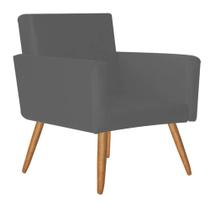 Kit 02 Poltrona Cadeira Nina Decorativa Recepção Sala De Estar material sintético Cinza - KDAcanto Móveis