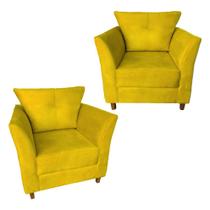 Kit 02 Poltrona Cadeira Sofá Decorativa Isis Sala Estar Salão Beleza Amarelo - Dl Decor
