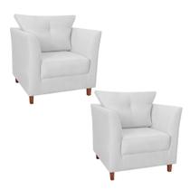 Kit 02 Poltrona Cadeira Sofá Decorativa Isis Sala Estar Salão Beleza Corano Branco - LM DECOR Kit 02 Poltrona Cadeira Sofá Decorativa Isis Sala Estar Salão Beleza Corano Branco - LM DECOR