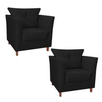 Kit 02 Poltrona Cadeira Sofá Decorativa Isis Sala Estar Salão Beleza Corano Preto - LM DECOR