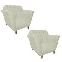 Kit 02 Poltrona Cadeira Ster Decorativa Recepção Sala De Estar material sintético Bege - KDAcanto Móveis