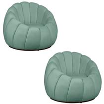 Kit 02 Poltrona Decorativa Concha Base Arco Giratória Veludo