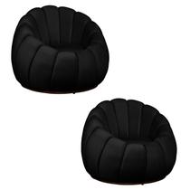 Kit 02 Poltrona Decorativa Concha Base Arco Giratória Veludo
