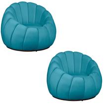 Kit 02 Poltrona Decorativa Concha Base Arco Giratória Veludo