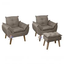 Kit 02 Poltrona Decorativa e Puff Opala Capuccino SMF DECOR Kit 02 Poltrona Decorativa e Puff Opala Capuccino SMF DECOR