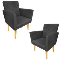 Kit 02 Poltrona Decorativa Maitê Suede Grafite para recepção