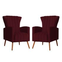 Kit 02 Poltrona Decorativa Melinda Suede Bordo - FM Kit 02 Poltrona Decorativa Melinda Suede Bordo - FM