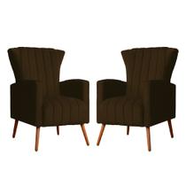 Kit 02 Poltrona Decorativa Melinda Suede Marrom - FM Kit 02 Poltrona Decorativa Melinda Suede Marrom - FM