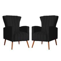 Kit 02 Poltrona Decorativa Melinda Suede Preto - FM Kit 02 Poltrona Decorativa Melinda Suede Preto - FM