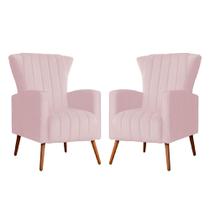 Kit 02 Poltrona Decorativa Melinda Suede Rosa Bebê - FM